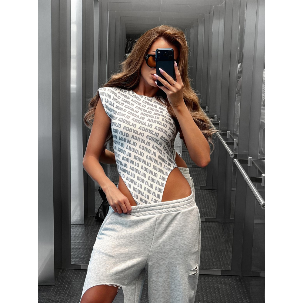 BODY DAMSKIE LOGOWANE OLAVOGA AURENNA ECRU GRAY